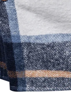 Sale OUKU Men's Shirt Flannel Shirt Plaid Shirt Shirt Jacket Overshirt Shacket Plaid / Check Outdoor Daily Wear Light Blue White Navy Blue Green Long Sleeve Lapel Fall & Winter Clothing Apparel Pocket