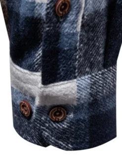 Sale OUKU Men's Shirt Flannel Shirt Plaid Shirt Shirt Jacket Overshirt Shacket Plaid / Check Outdoor Daily Wear Light Blue White Navy Blue Green Long Sleeve Lapel Fall & Winter Clothing Apparel Pocket