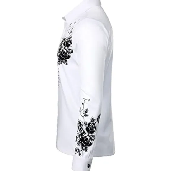 Outlet OUKU Men's Shirt Floral Turndown Party Daily Button-Down Long Sleeve Tops Casual Fashion Comfortable Black Blue White