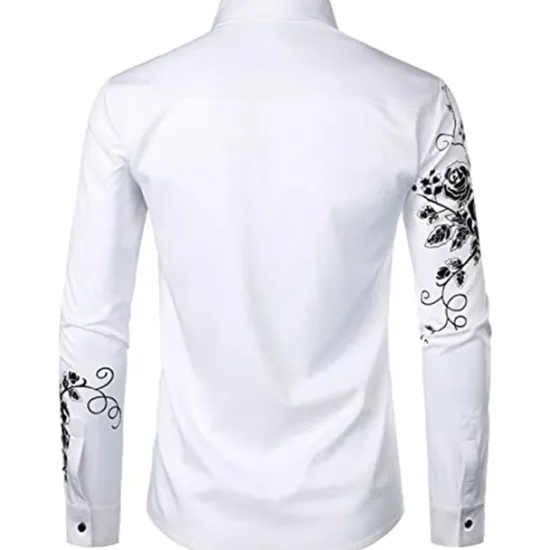 Outlet OUKU Men's Shirt Floral Turndown Party Daily Button-Down Long Sleeve Tops Casual Fashion Comfortable Black Blue White