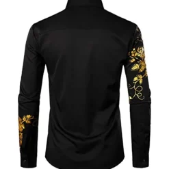 Outlet OUKU Men's Shirt Floral Turndown Party Daily Button-Down Long Sleeve Tops Casual Fashion Comfortable Black Blue White