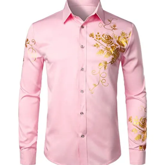 Outlet OUKU Men's Shirt Floral Turndown Party Daily Button-Down Long Sleeve Tops Casual Fashion Comfortable Black Blue White