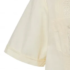 Hot OUKU Men's Shirt Guayabera Shirt Light Yellow Black White Light Green Pink Short Sleeve Turndown School Performance Embroidered Clothing Apparel Elegant Vacation Vintage Neutral