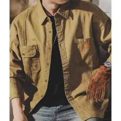 Best OUKU Men's Shirt Jacket Overshirts Transition Jacket Daily Lightweight Pocket Summer Spring Plain Classic Lapel Apricot Black Navy Blue Blue Dark Green Jacket