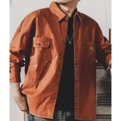 Best OUKU Men's Shirt Jacket Overshirts Transition Jacket Daily Lightweight Pocket Summer Spring Plain Classic Lapel Apricot Black Navy Blue Blue Dark Green Jacket