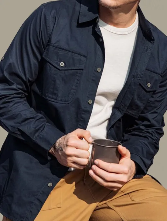 Outlet OUKU Men's Shirt Jacket Overshirt khaki Army Green Dark Blue Long Sleeve Plain Lapel Vacation Daily Front Pocket Clothing Apparel Cotton Cotton Blend Fashion Casual Comfortable