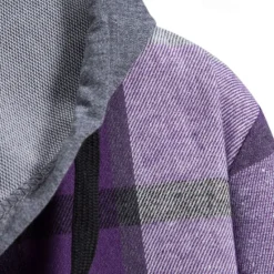 Online OUKU Men's Shirt Jacket Overshirt Plaid Outdoor Daily Pink Purple Green Khaki Long Sleeve Hooded Spring & Fall Clothing Apparel Print