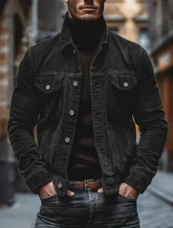 Best OUKU Men's Shirt Jacket Overshirts Transition Jacket Daily Lightweight Pocket Spring Fall Plain Casual Lapel Black Blue Army Green Dark Gray Coffee Jacket