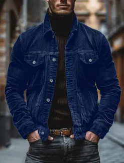 Best OUKU Men's Shirt Jacket Overshirts Transition Jacket Daily Lightweight Pocket Spring Fall Plain Casual Lapel Black Blue Army Green Dark Gray Coffee Jacket