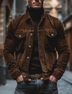 Best OUKU Men's Shirt Jacket Overshirts Transition Jacket Daily Lightweight Pocket Spring Fall Plain Casual Lapel Black Blue Army Green Dark Gray Coffee Jacket