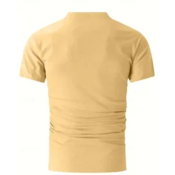 Online OUKU Men's Shirt Linen Shirt Band Collar Shirt Summer Shirt Beach Wear Button Up Shirt Plain Casual Daily Black White Yellow Blue Short Sleeve Collar Summer Clothing Apparel