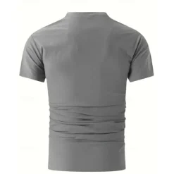 Online OUKU Men's Shirt Linen Shirt Band Collar Shirt Summer Shirt Beach Wear Button Up Shirt Plain Casual Daily Black White Yellow Blue Short Sleeve Collar Summer Clothing Apparel