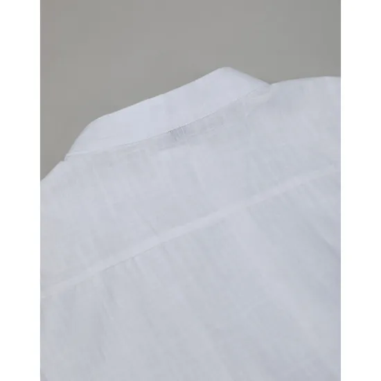 Sale OUKU Men's Shirt Linen Shirt Band Collar Shirt Summer Shirt Beach Wear Button Up Shirt Plain Vacation Curise Black White Blue Orange Short Sleeve Band Collar Summer Clothing Apparel