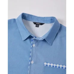Best OUKU Men's Shirt Linen Shirt Beach Shirt Plaid Home Holiday Blue Green khaki Short Sleeve Turndown Summer Clothing Apparel