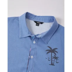 Sale OUKU Men's Shirt Linen Shirt Beach Shirt Summer Hawaiian Shirt Coconut Tree Vacation Holiday Pink Blue khaki Short Sleeves Turndown Summer Clothing Apparel