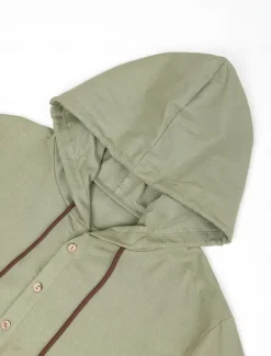 Online OUKU Men's Shirt Linen Shirt Calico Shirt Summer Shirt Beach Wear Plain Vacation Curise White Blue Brown Green Long Sleeve Hooded Spring & Summer Clothing Apparel