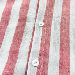 Hot OUKU Men's Shirt Linen Shirt Casual Shirt Cotton Shirt Striped Shirts Stripes Vacation Hawaiian Yellow Red Navy Blue Blue Long Sleeve Lapel Spring & Fall Clothing Apparel Button-Down
