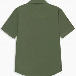 Sale OUKU Men's Shirt Linen Shirt Cuban Collar Shirt Black Blue Brown Green Short Sleeve Solid Color Spring & Summer Street Daily Clothing Apparel