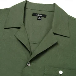 Sale OUKU Men's Shirt Linen Shirt Cuban Collar Shirt Black Blue Brown Green Short Sleeve Solid Color Spring & Summer Street Daily Clothing Apparel