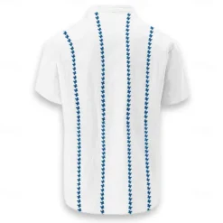 Clearance OUKU Men's Shirt Linen Shirt Guayabera Shirt Summer Shirt Beach Wear Button Up Shirt Plain Casual Daily Black White Orange Short Sleeve Collar Summer Spring Clothing Apparel