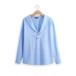 Best OUKU Men's Shirt Linen Shirt Popover Shirt Summer Shirt Beach Wear Plain Vacation Casual Black Khaki Light Blue Long Sleeve Collar Spring & Summer Clothing Apparel