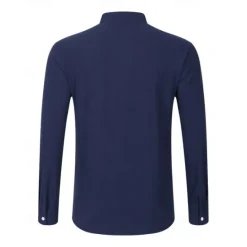 Discount OUKU Men's Shirt Linen Shirt Popover Shirt Casual Shirt Cotton Shirt Plain Vacation Hawaiian Black White Pink Navy Blue Long Sleeve Band Collar Spring Fall Clothing Apparel