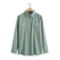 Sale OUKU Men's Shirt Linen Shirt Summer Shirt Beach Wear Button Up Shirt Solid Color Street Daily White Blue Green Khaki Long Sleeve Fold-over Collar Clothing Apparel Pocket
