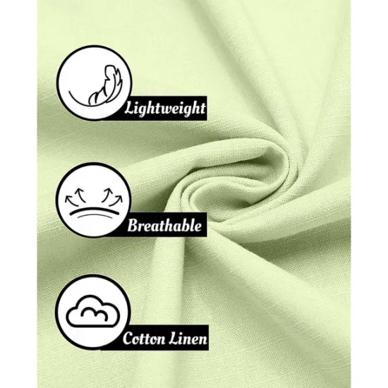 Best OUKU Men's Shirt Linen Shirt Summer Shirt Beach Wear Button Up Shirt Plain Vacation Casual Black White Blue Green Long Sleeve Lapel Spring & Summer Clothing Apparel