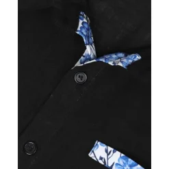 New OUKU Men's Shirt Linen Shirt Summer Shirt Beach Wear Button Up Shirt Plain Vacation Curise Black White Pink Navy Blue Short Sleeve Collar Summer Spring Clothing Apparel