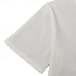 New OUKU Men's Shirt Linen Shirt Summer Shirt Beach Shirt Solid Color Vacation Curise Black White Short Sleeve Round Neck Summer Spring Clothing Apparel