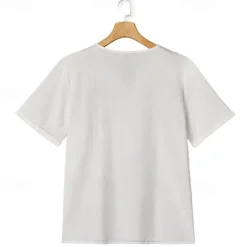 New OUKU Men's Shirt Linen Shirt Summer Shirt Beach Shirt Solid Color Vacation Curise Black White Short Sleeve Round Neck Summer Spring Clothing Apparel