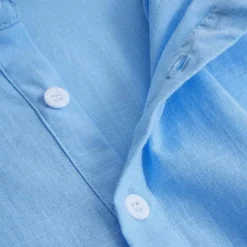 Discount OUKU Men's Shirt Linen Shirt Summer Shirt Beach Wear Plain Vacation Casual White Khaki Light Grey Light Blue Long Sleeve Lapel Spring & Summer Clothing Apparel