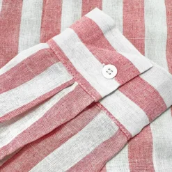 Outlet OUKU Men's Shirt Linen Shirt Summer Shirt Beach Shirt Cotton Linen Shirt Striped Shirts Striped Vacation Hawaiian Yellow Red Blue Green Long Sleeve Turndown Spring & Fall Clothing Apparel Button-Down