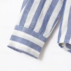 Outlet OUKU Men's Shirt Linen Shirt Summer Shirt Beach Shirt Cotton Linen Shirt Striped Shirts Striped Vacation Hawaiian Yellow Red Blue Green Long Sleeve Turndown Spring & Fall Clothing Apparel Button-Down
