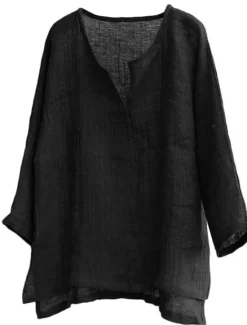 Sale OUKU Men's Shirt Linen Shirt Summer Shirt Beach Wear Solid Color Street Hawaiian ArmyGreen Black White Orange Long Sleeve Collar Clothing Apparel