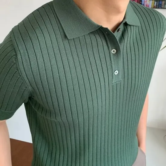 Hot OUKU Men's Shirt Polo Shirt Outdoor Business Polo Collar Classic Short Sleeve Streetwear Stylish Plain Modern Style Summer Slim Fit Deep Green Matt black Brown Shirt