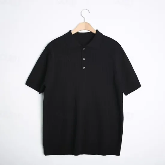 Hot OUKU Men's Shirt Polo Shirt Outdoor Business Polo Collar Classic Short Sleeve Streetwear Stylish Plain Modern Style Summer Slim Fit Deep Green Matt black Brown Shirt