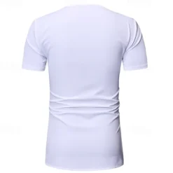 Best OUKU Men's Shirt Popover Shirt Casual Shirt Tuxedo Shirts Bronzing Date Casual Daily Black White Short Sleeve Crew Neck Summer Clothing Apparel