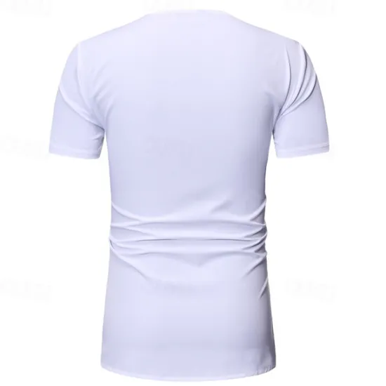 Best OUKU Men's Shirt Popover Shirt Casual Shirt Tuxedo Shirts Bronzing Date Casual Daily Black White Short Sleeve Crew Neck Summer Clothing Apparel