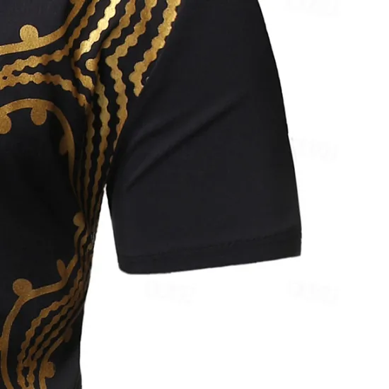 Best OUKU Men's Shirt Popover Shirt Casual Shirt Tuxedo Shirts Bronzing Date Casual Daily Black White Short Sleeve Crew Neck Summer Clothing Apparel