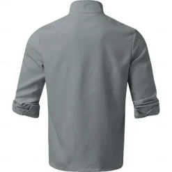 Best OUKU Men's Shirt Popover Shirt Summer Shirt Casual Shirt Black Pink Light Grey Gray Long Sleeve Solid Color Standing Collar Street Daily Clothing Apparel Fashion Casual Comfortable