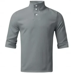 Best OUKU Men's Shirt Popover Shirt Summer Shirt Casual Shirt Black Pink Light Grey Gray Long Sleeve Solid Color Standing Collar Street Daily Clothing Apparel Fashion Casual Comfortable