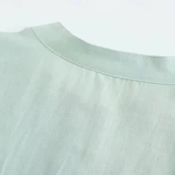 OUKU Men's Shirt Popover Shirt Summer Shirt Casual Shirt Beach Shirt Black White Light Green Light Blue Long Sleeve Plain Band Collar Vacation Hawaiian Button-Down Clothing Apparel Cotton Cotton Blend