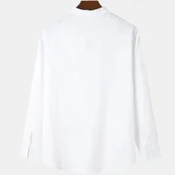 OUKU Men's Shirt Popover Shirt Summer Shirt Casual Shirt Beach Shirt Black White Light Green Light Blue Long Sleeve Plain Band Collar Vacation Hawaiian Button-Down Clothing Apparel Cotton Cotton Blend