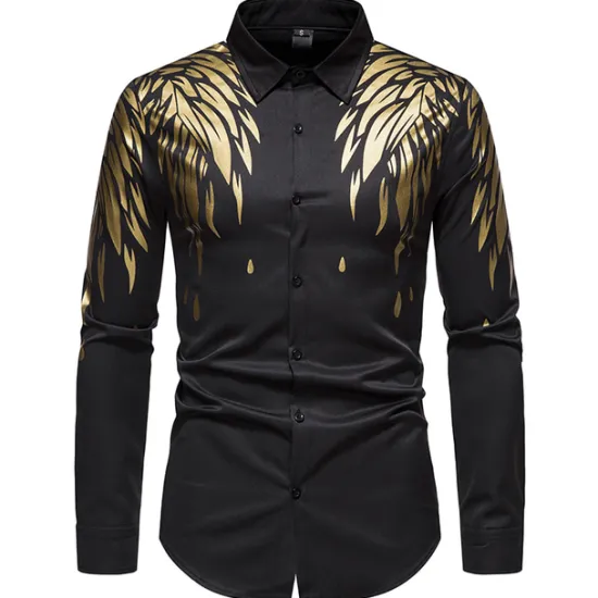 Online OUKU Men's Shirt Prom Shirt Graphic Daily Black White All Seasons Clothing Apparel Print
