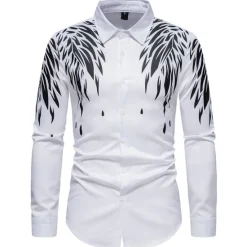 Online OUKU Men's Shirt Prom Shirt Graphic Daily Black White All Seasons Clothing Apparel Print