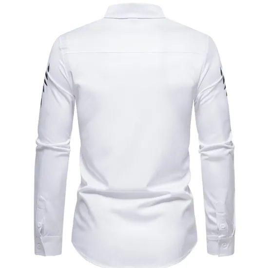 Online OUKU Men's Shirt Prom Shirt Graphic Daily Black White All Seasons Clothing Apparel Print