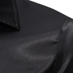 Clearance OUKU Men's Shirt Satin Shirt Casual Shirt Button Up Shirt Leopard Wedding Vacation Black White Wine Green Long Sleeve Lapel Spring & Fall Clothing Apparel Patchwork