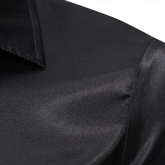 Clearance OUKU Men's Shirt Satin Shirt Casual Shirt Button Up Shirt Leopard Wedding Vacation Black White Wine Green Long Sleeve Lapel Spring & Fall Clothing Apparel Patchwork