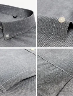 Online OUKU Men's Shirt Shirt Jacket Plain Outdoor Daily Wear Light Blue Black White Pink Long Sleeve Lapel Fall / Winter Clothing Apparel Front Pocket